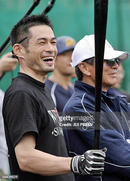 This photograph taken 06 February 2005 shows Akira Ogi , famed Japanese baseball manager who discovered the talent of Seattle Mariners star Ichiro...