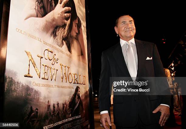 Actor August Schellenberg arrives at the New Line Cinema premiere of "The New World" presented by AFI, held at the Academy of Motion Picture Arts and...