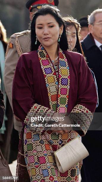 The Queen of Bhutan arrives at the Sovereign's Parade at the Royal Military Academy on December 16, 2005 in Sandhurst, England.