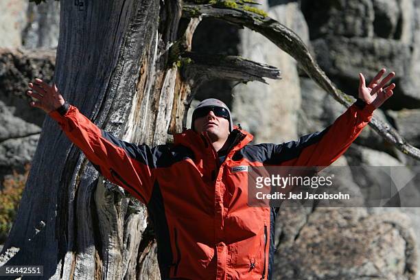 Ski team member Daron Rahlves poses for a portait on Donner Pass in Truckee, California on October 4, 2005.