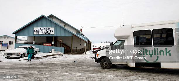 Citylink bus driver Sue Botham arrives at the Tensed Community Center to pick up a passenger on the Coeur d' Alene Indian Reservation December 15,...