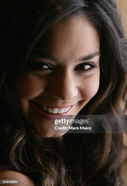 Actress Vanessa Anne Hudgens attends a breakfast with the cast and director of "High School Musical" December 16, 2005 at the Four Seasons Hotel in...