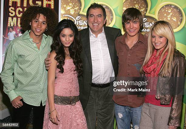 Actors Corbin Bleu, Vanessa Anne Hudgens, Director Kenny Ortega, actors Zac Efron and Ashley Tisdale attends a breakfast with the cast and director...