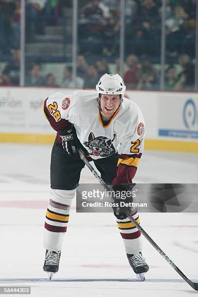 Canadian professional hockey player Braydon Coburn of the Chicago Wolves on the ice during a game against the Milwaukee Admirals at Allstate Arena on...