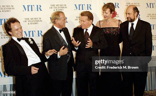 The cast of the television show "The West Wing" Bradley Whitford, John Spencer, Martin Sheen, Allison Janney and Richard Schiff attend the Museum of...
