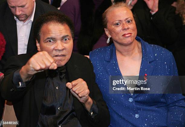 Muhammad Ali and his wife, Lonnie Ali sit ringside uring the Super Middleweight fight between Laila Ali and Asa Maria Sandell at the Max-Schmeling...