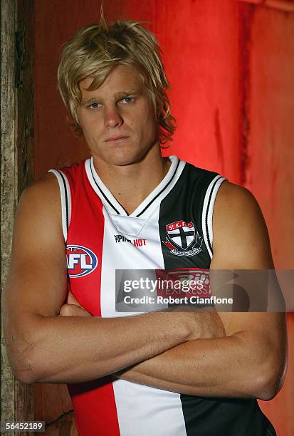 Nick Riewoldt of the Saints poses for a portrait during the St Kilda FC Team Photo Shoot at Moorabbin Oval December 19, 2005 in Melbourne, Australia.