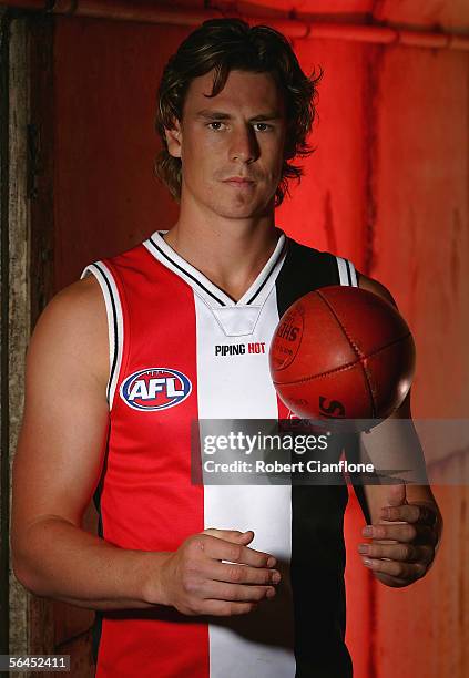 Justin Koschitzke of the Saints poses for a portrait during the St Kilda FC Team Photo Shoot at Moorabbin Oval December 19, 2005 in Melbourne,...