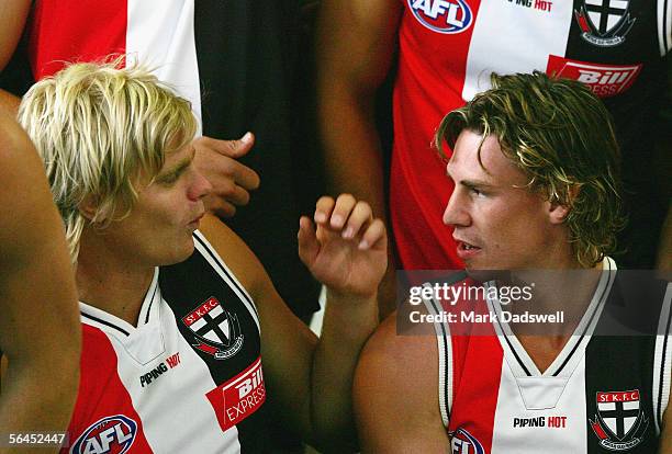 Nick Riewoldt and Justin Koschitzke of the Saints during the St Kilda team photo session at the Moorabin Ground December 19, 2005 in Melbourne,...