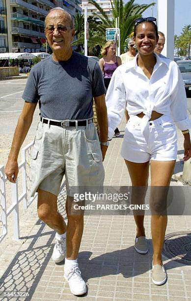 Picture taken in the summer of 2002 shows Spanish doctor Julio Iglesias Puga, father of famous singer Julio Iglesias, and his wife Ronna Keitt...