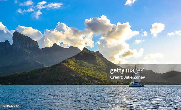 sailing the seas - french polynesia stockfoto's en -beelden