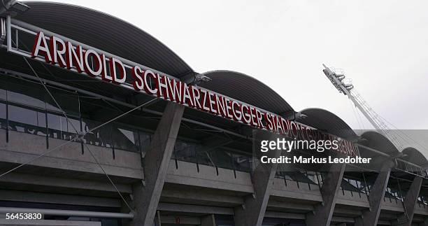 General view of the Arnold-Schwarzenegger-Stadium is seen, December 19, 2005 in Graz, Austria. Parts of the city council of Graz are planning to...