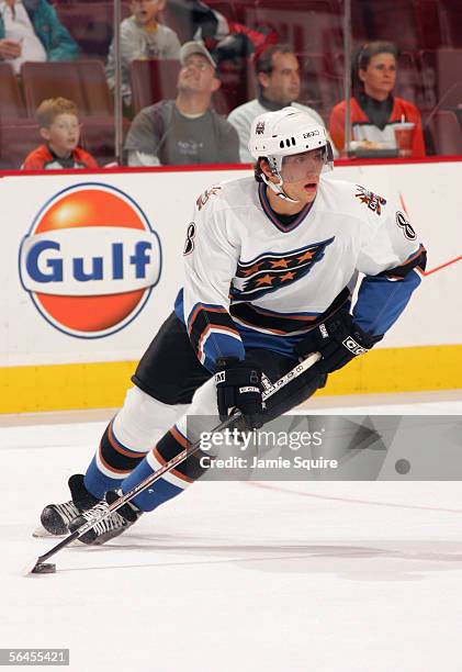 Alexander Ovechkin of the Washington Capitals warms up prior to their NHL game against the Philadelphia Flyers at Comcast Arena on November 3, 2005...