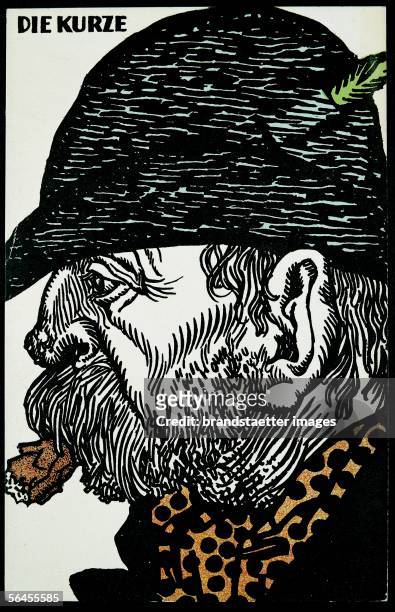 Smoker-series: The short cigarette . Postcard by the Viennese Werkstaette, Number 730, Colour Lithography by Jung Moriz, around 1913. [Raucher-Serie:...