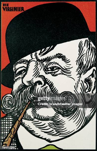 Smoker-series: The Virginian. Postcard by the Viennese Werkstaette, Number 731, Colour Lithography by Jung Moriz, around 1913. [Raucher-Serie: Die...