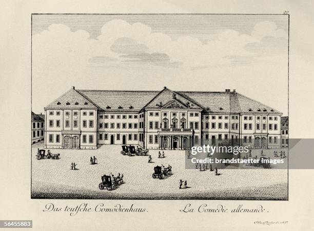 Mannheim: National Theater. Etching by Johann Sebastian and Johann Baptist Klauber according to Franz von der Schlichten, Etching, 1782. [Mannheim:...