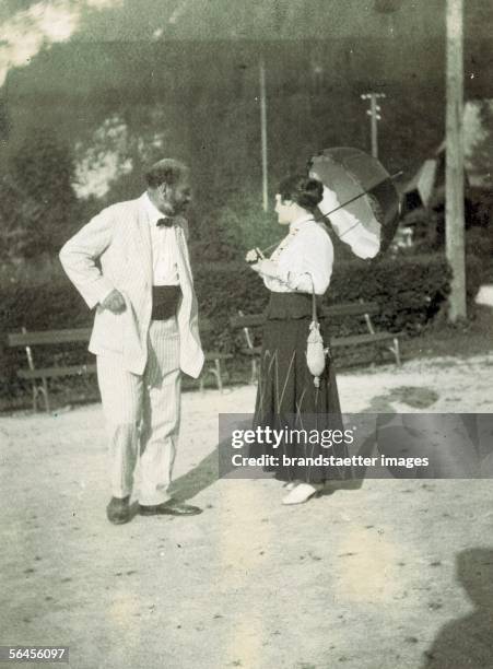 Gustav Klimt with Friederike Maria Beer-Monti in Weissenbach at the Attersee lake. Photography, 1916. [Gustav Klimt mit Friederike Maria Beer-Monti...
