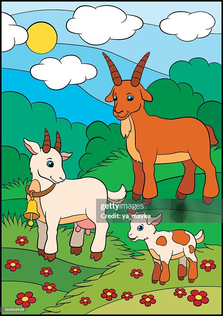  Animales De Granja De Dibujos Animados Para Niños Familia De Cabras Ilustración de stock