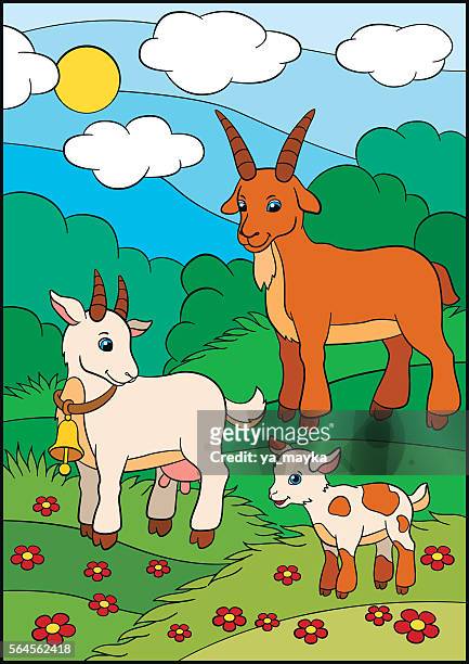 Cartoon Farm Animals For Kids Goat Family High-Res Vector Graphic - Getty  Images