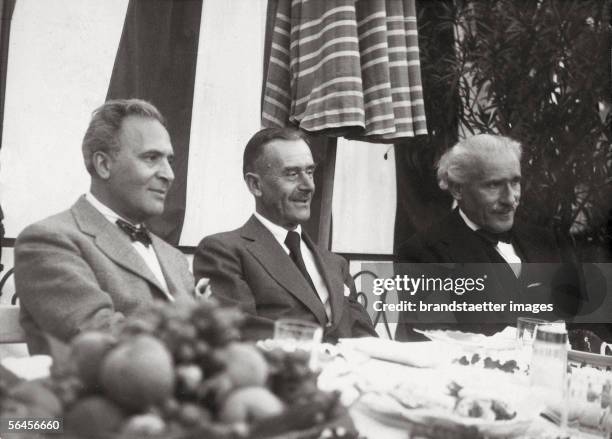 Teatime at Bruno Walter's : Bruno Walter, Thomas Mann and Arturo Toscanini during the Salzburg Festival. Photography by Atelier Ellinger. Around...