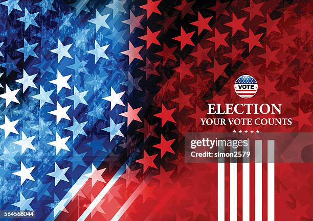 usa election vote button with star shape background - election background stock illustrations