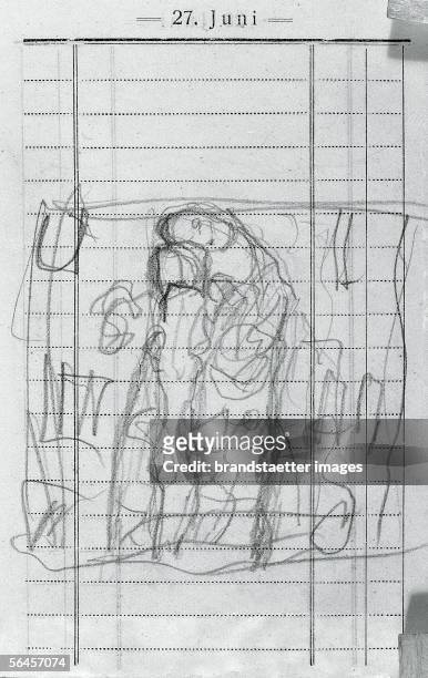 Study for Friends , 1916/17. From: Gustav Klimt?s notebook. 1917. [Studie fuer Die Freundinnen , 1916/17: Kompositionsskizze zweier Freundinnen . Aus...