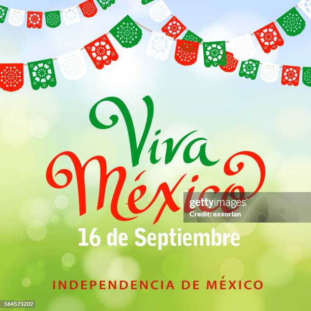 ilustraciones, imágenes clip art, dibujos animados e iconos de stock de viva mexico papel picado - viva méxico