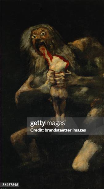 Saturn Devouring His Son. From the series of "Black Paintings" by artist Francisco Goya. Oil on canvas . 146 x 83 cm. Museo del Prado, Madrid. Inv....