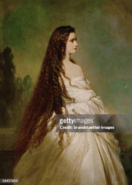 Empress Elisabeth of Austria with flowing hair. Oil on canvas, 1846. [Kaiserin Elisabeth. Gemaelde. 1846.]