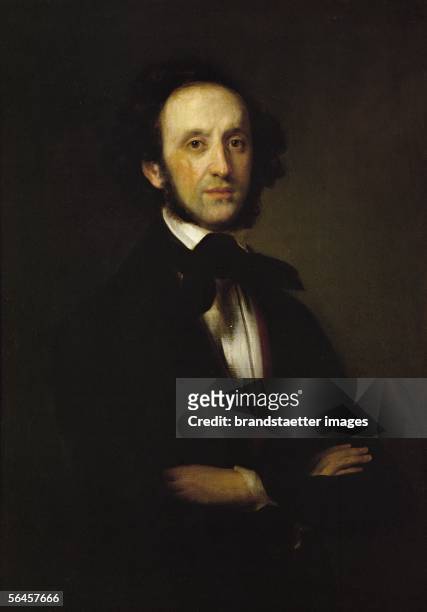 Felix Mendelssohn-Barthold. German composer. Canvas. By Eduard Magnus . 90 x 62 cm. [Felix Mendelssohn-Bartholdy, dt. Komponist. Oel/Lwd. Von Eduard...