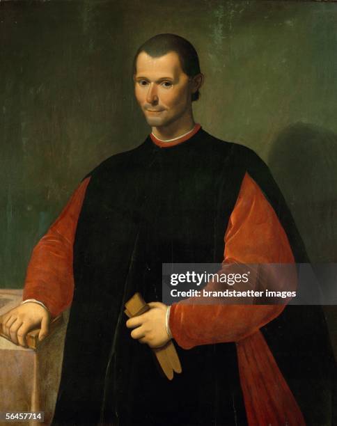 Portrait of Niccolo Machiavelli , Florentine statesman and diplomat, author of "Il Principe" . By Santi di Tito. Palazzo Vecchio, Florenz, Italien....