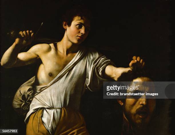 David showing Goliath's head. Oil on poplar wood, 1605. 90,5 x 116 cm. Inv. 125. [Goliaths Kopf. Gemaelde.1605]