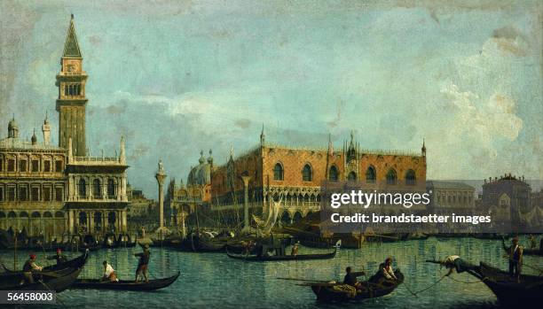 Le Mole, vu du bassin de San Marco. St. Marc's Square. Left: Libreria and Campanile; right: The Doge's Palace and the Basilica San Marco. Canvas, 47...