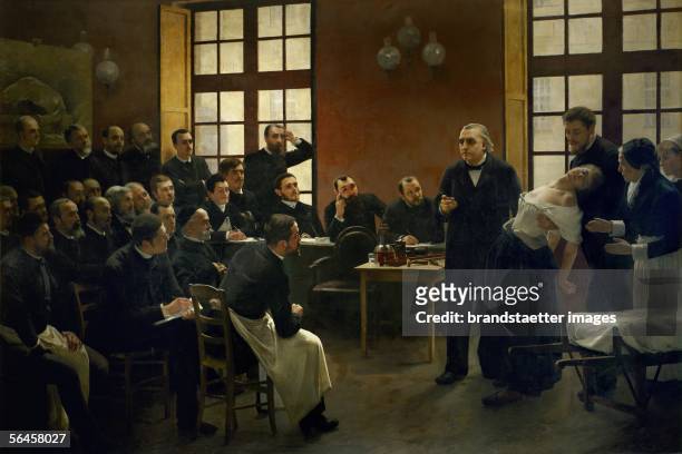 Lesson on hysteria by Jean Martin Charcot , pioneer of neurology, at the hospital "la Salpetriere". The patient is Blanche Wittmann, held by...