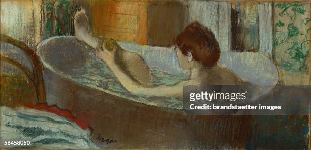 Femme dans son bain se lavant la jambe - Woman in her bath,washing a leg, 1883-84. R.F.4045. [Femme dans son bain se lavant la jambe - Frau badend,...