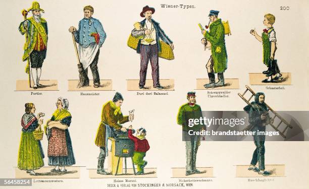 Viennese Types: The janitor. The black forest clock dealer. The shoemakers prentice. The Lotterysisters. The Securityman. The chimney sweeper. Around...