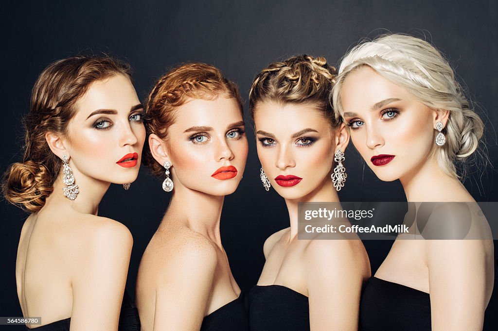 Four beautiful girls with make-up