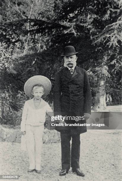 Kaiser Franz Joseph I. With archduke Karl, later emperor of Austria in Cannes, France. Photography taken by archduchess Maria Josepha. 1894. [Kaiser...