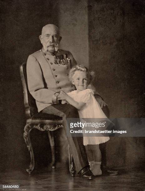 Franz Joseph I. And Otto von Habsburg, his grandson, son of emperor Karl ansd empress Zita. Photography. 1914. [Kaiser Franz Joseph I. Von...