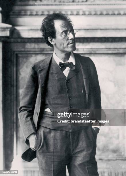 Gustav Mahler,austrian composer. Photography. 1907. [Gustav Mahler, oesterreichischer Komponist, stehend. Wien. Photographie. 1907]