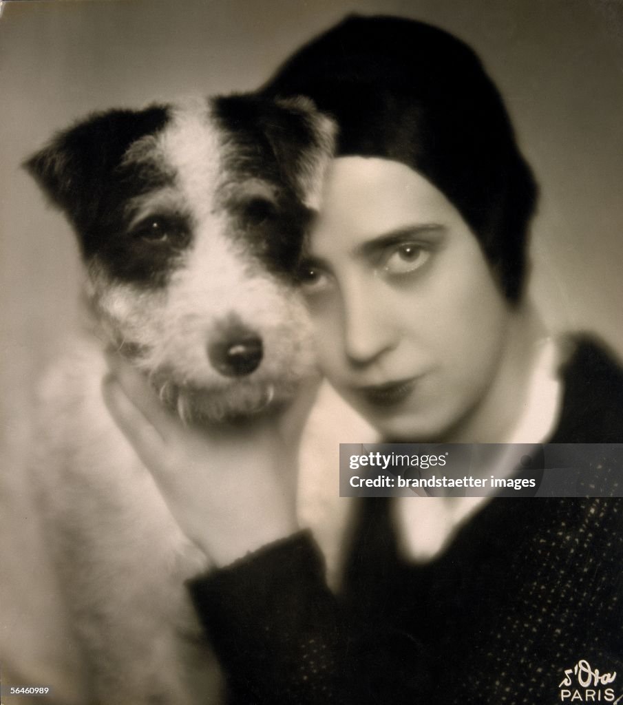 Mme Schiaparelli with dog