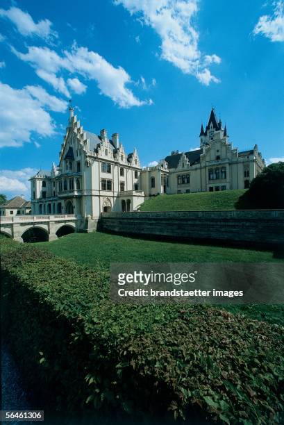 Grafenegg Castle, built in the 19th century in Tudor style after plans of Leopold Ernst. Lower Austria. Photography by Gerhard Trumler. 2000....