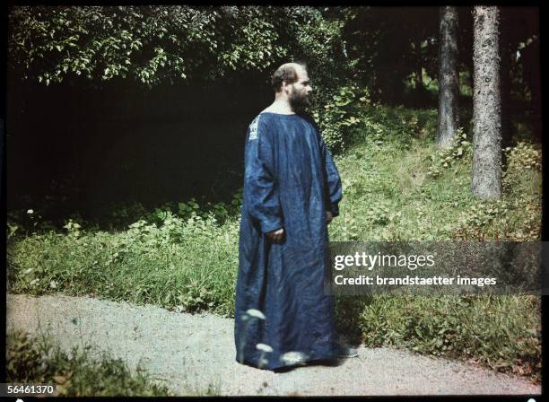 Gustav Klimt at the Atter lake. Lumiere-Autochrome-plate by Friedrich Walker. Cut-out. Austria. About 1910. [Gustav Klimt am Attersee....