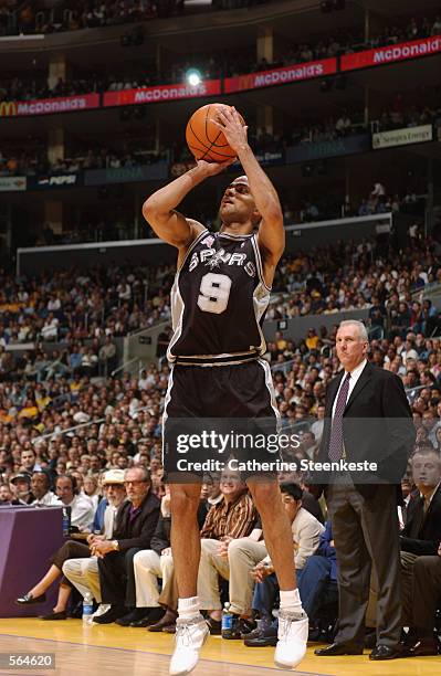 Point guard Tony Parker of the San Antonio Spurs shoots a jump shot in Game five of the Western Conference Semifinals against the Los Angeles Lakers...
