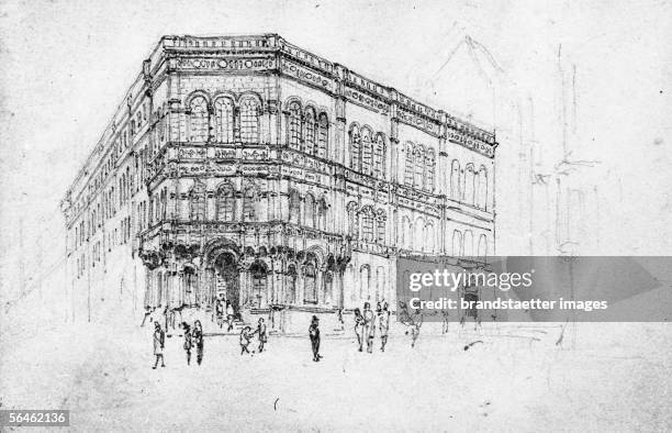 Building of the former Austrian-Hungarian Bank in Vienna, Herrengasse . Drawing: pencil by Joseph Selleny. About 1870. [Das Gebaeude der ehemaligen...