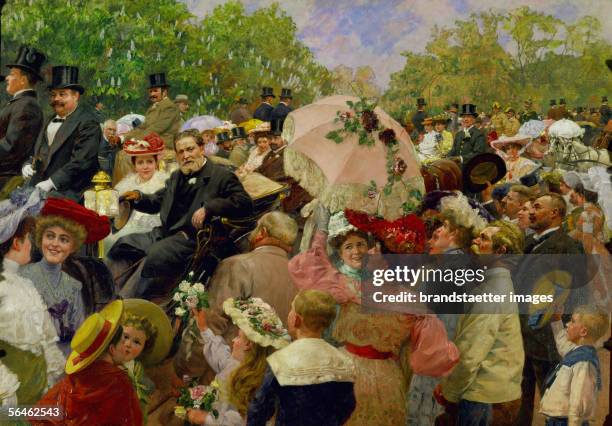 Karl Lueger , Lord Mayor of Vienna in his coach during the flower-corso in the Vienna Prater, 1904. [Karl Lueger , Buergermeister von Wien in seiner...