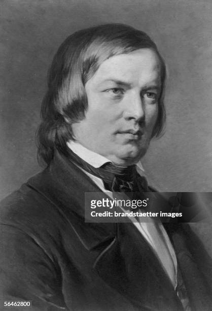 German Composer Robert Schumann, by Carl Jaeger. Around 1890. [Robert Schumann, dt. Komponist, * 1810, 1856; wirkte in Leipzig, Dresden, Duesseldorf;...