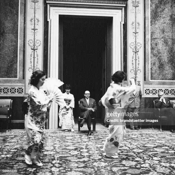 Alfred Maleta, Austrian National Assembly President, at a dance performance given by Japanese students. Photography, about 1970. [Alfred Maleta,...
