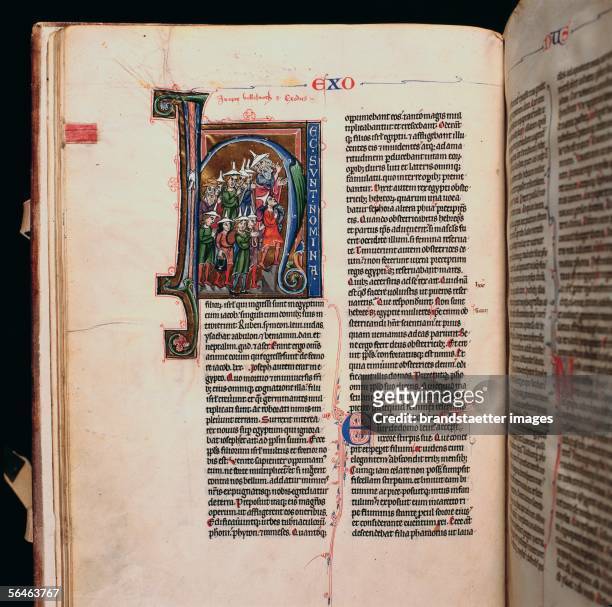 Admont, Styria: Benedictine monastery. Monastery library. Codex 37, folio 25v, Latin Bible. Beginning of the Book Exodus with the initial H. Second...