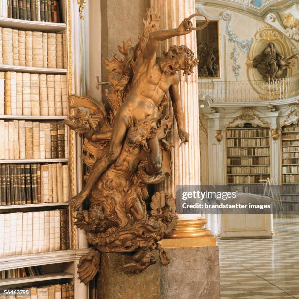 Admont, Styria: Benedictine monastery . Library hall, middle room. "Hell" from the cycle of The Four Last Things by Joseph Stammel. 1760. Photography...